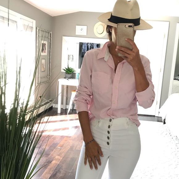 JACHS Girlfriend Tops - JACHS girlfriend linen pink button down shirt Med